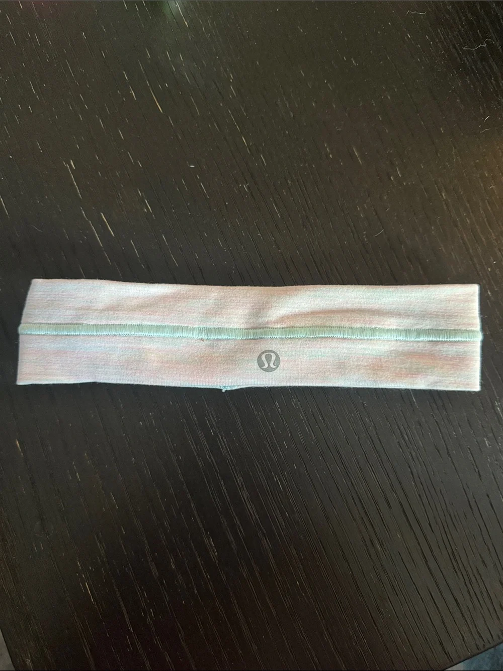 Lululemon athletica marled pink/mint stitched accent logo grippy headband. OS